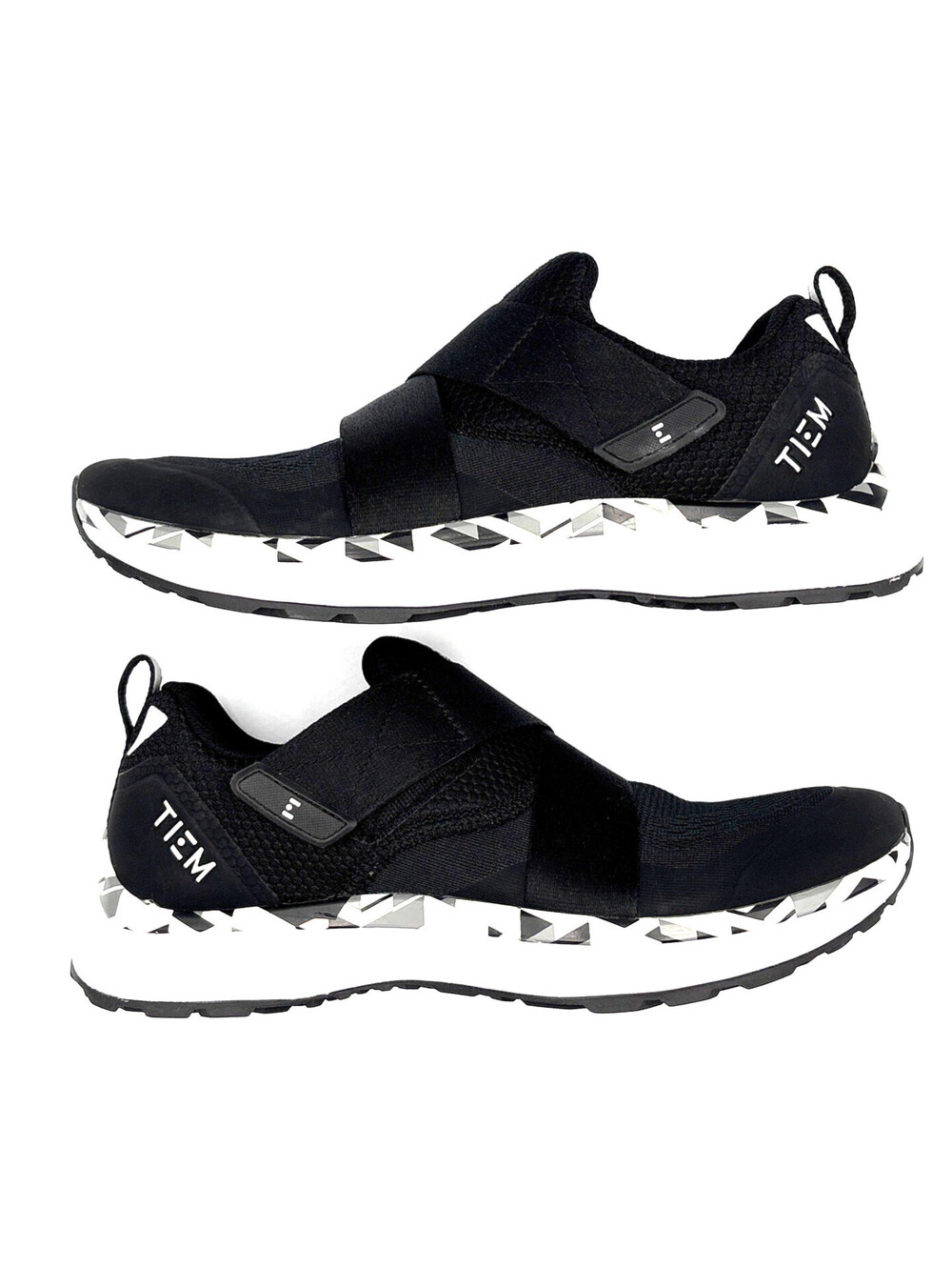 TIEM Slipstream Cycling Shoes Womens 10 Black Geometric SPD Walkable W/Cleats